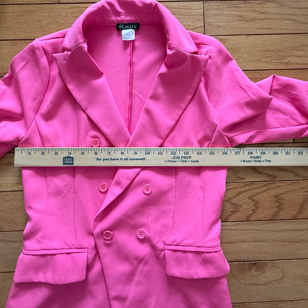 VENUS Hot Pink Double Breasted Blazer Size 4 Women Notch Lapel Tailored Jacket - Picture 6 of 11